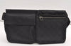 Authentic GUCCI Vintage Waist Body Bag Purse GG Canvas Leather 28566 Black 0079K