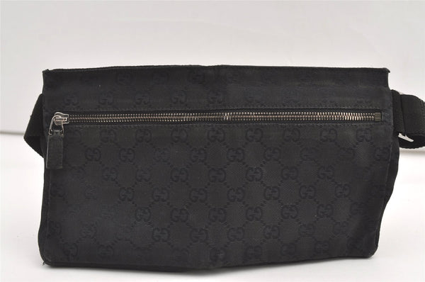 Authentic GUCCI Vintage Waist Body Bag Purse GG Canvas Leather 28566 Black 0079K