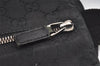 Authentic GUCCI Vintage Waist Body Bag Purse GG Canvas Leather 28566 Black 0079K