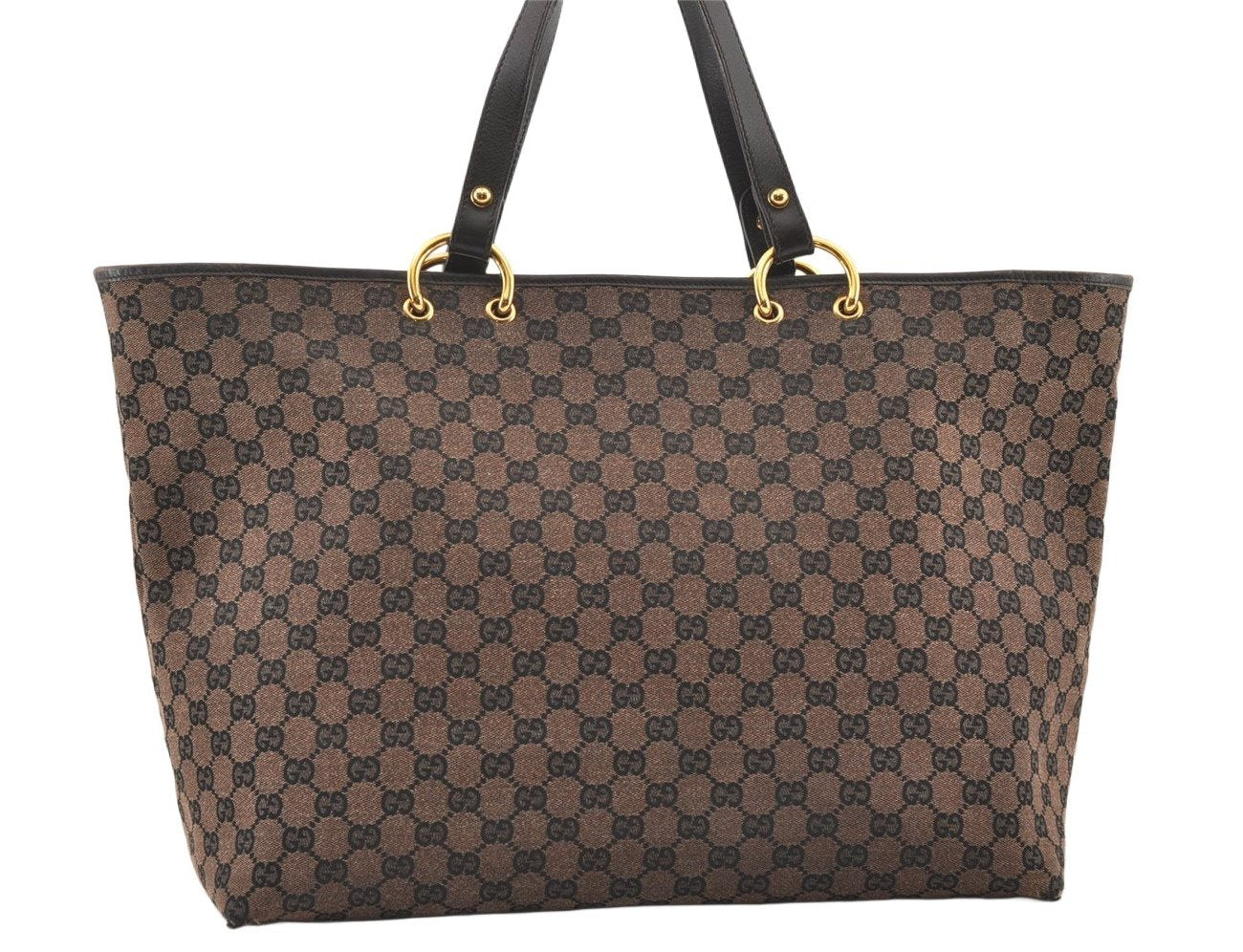 Authentic GUCCI Vintage Shoulder Tote Bag GG Canvas Leather 285768 Brown 0081K