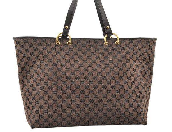Authentic GUCCI Vintage Shoulder Tote Bag GG Canvas Leather 285768 Brown 0081K