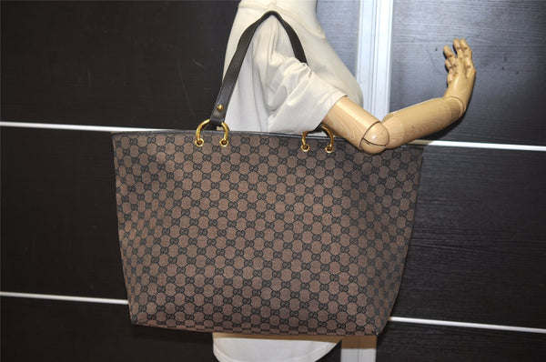 Authentic GUCCI Vintage Shoulder Tote Bag GG Canvas Leather 285768 Brown 0081K