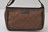 Authentic GUCCI Hand Bag Pouch Purse GG Canvas Leather 106644 Brown 0082J