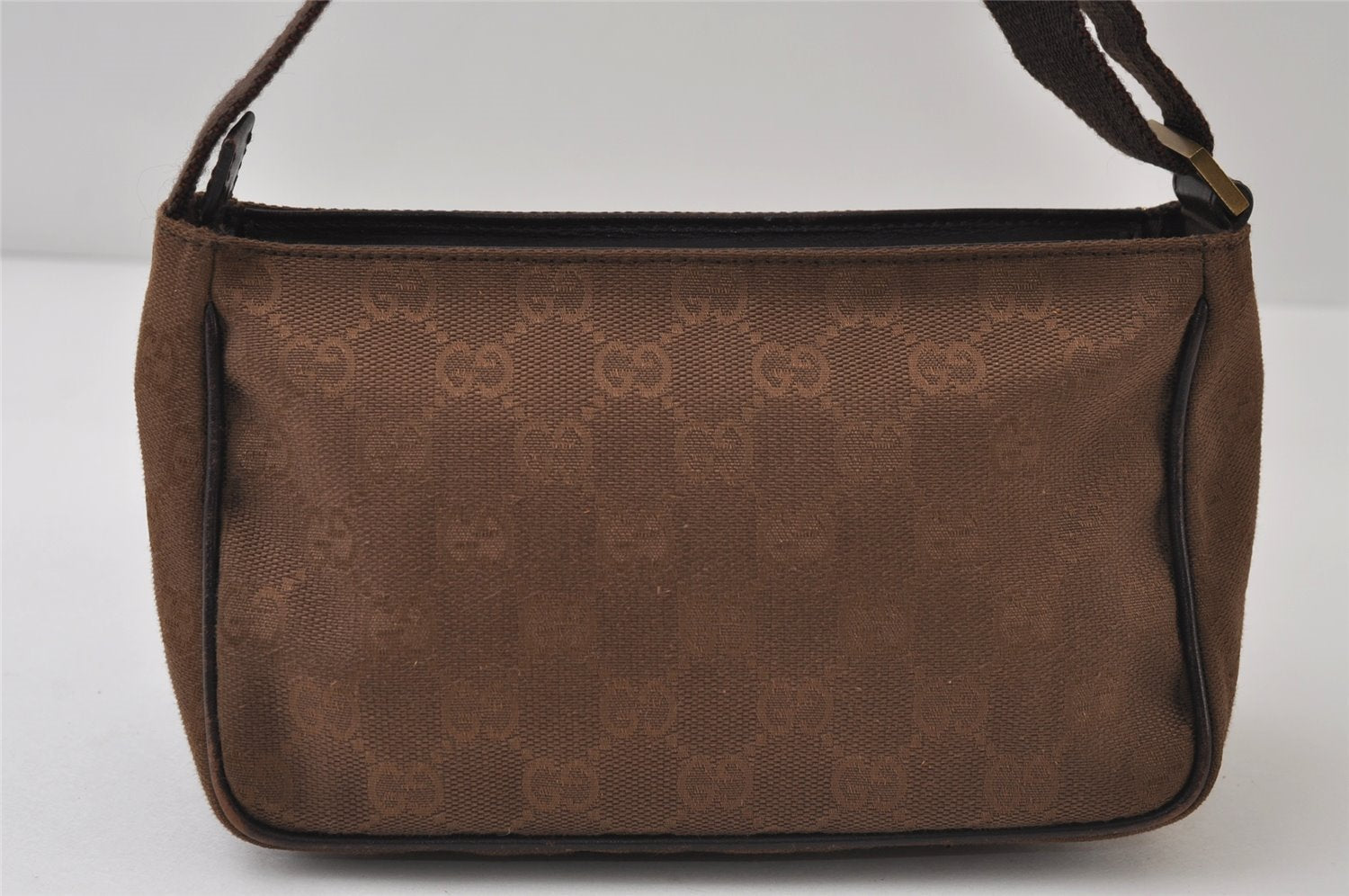 Authentic GUCCI Hand Bag Pouch Purse GG Canvas Leather 106644 Brown 0082J