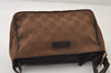 Authentic GUCCI Hand Bag Pouch Purse GG Canvas Leather 106644 Brown 0082J
