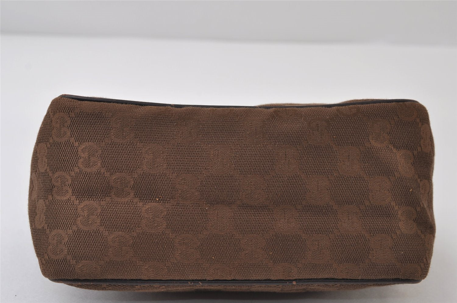 Authentic GUCCI Hand Bag Pouch Purse GG Canvas Leather 106644 Brown 0082J