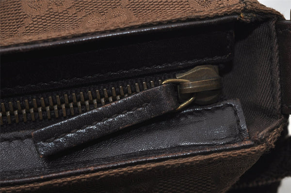 Authentic GUCCI Hand Bag Pouch Purse GG Canvas Leather 106644 Brown 0082J