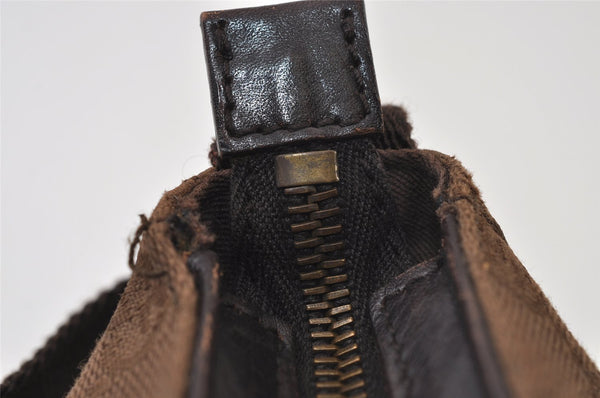 Authentic GUCCI Hand Bag Pouch Purse GG Canvas Leather 106644 Brown 0082J