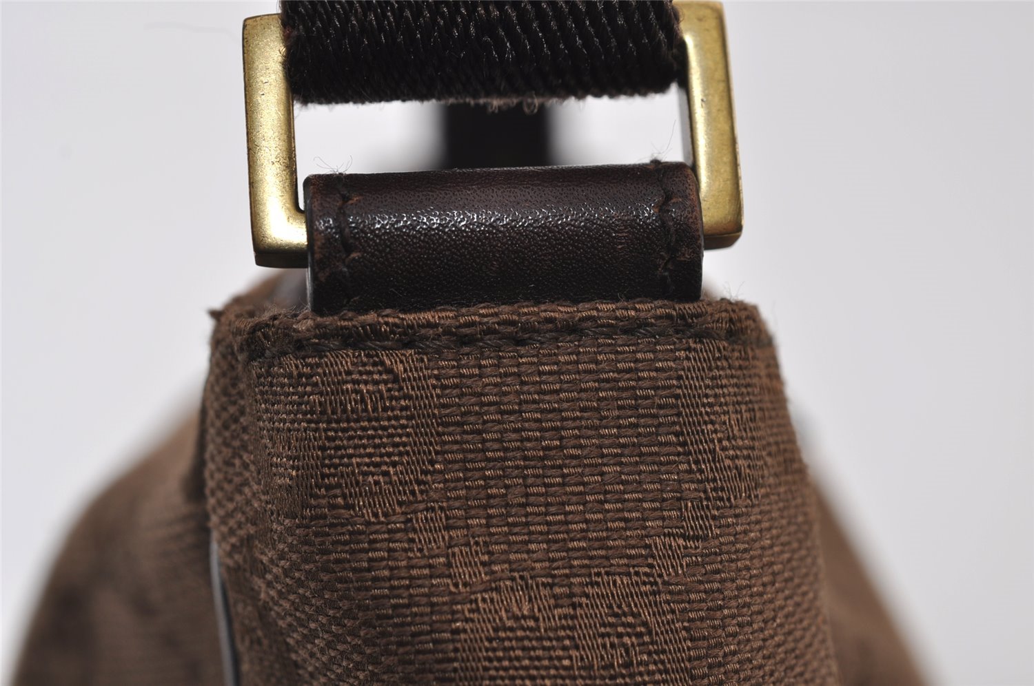 Authentic GUCCI Hand Bag Pouch Purse GG Canvas Leather 106644 Brown 0082J