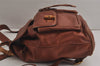 Authentic GUCCI Vintage Bamboo Drawstring Backpack Leather Brown 0082K