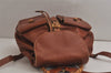 Authentic GUCCI Vintage Bamboo Drawstring Backpack Leather Brown 0082K