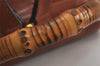 Authentic GUCCI Vintage Bamboo Drawstring Backpack Leather Brown 0082K