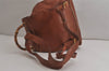 Authentic GUCCI Vintage Bamboo Drawstring Backpack Leather Brown 0082K