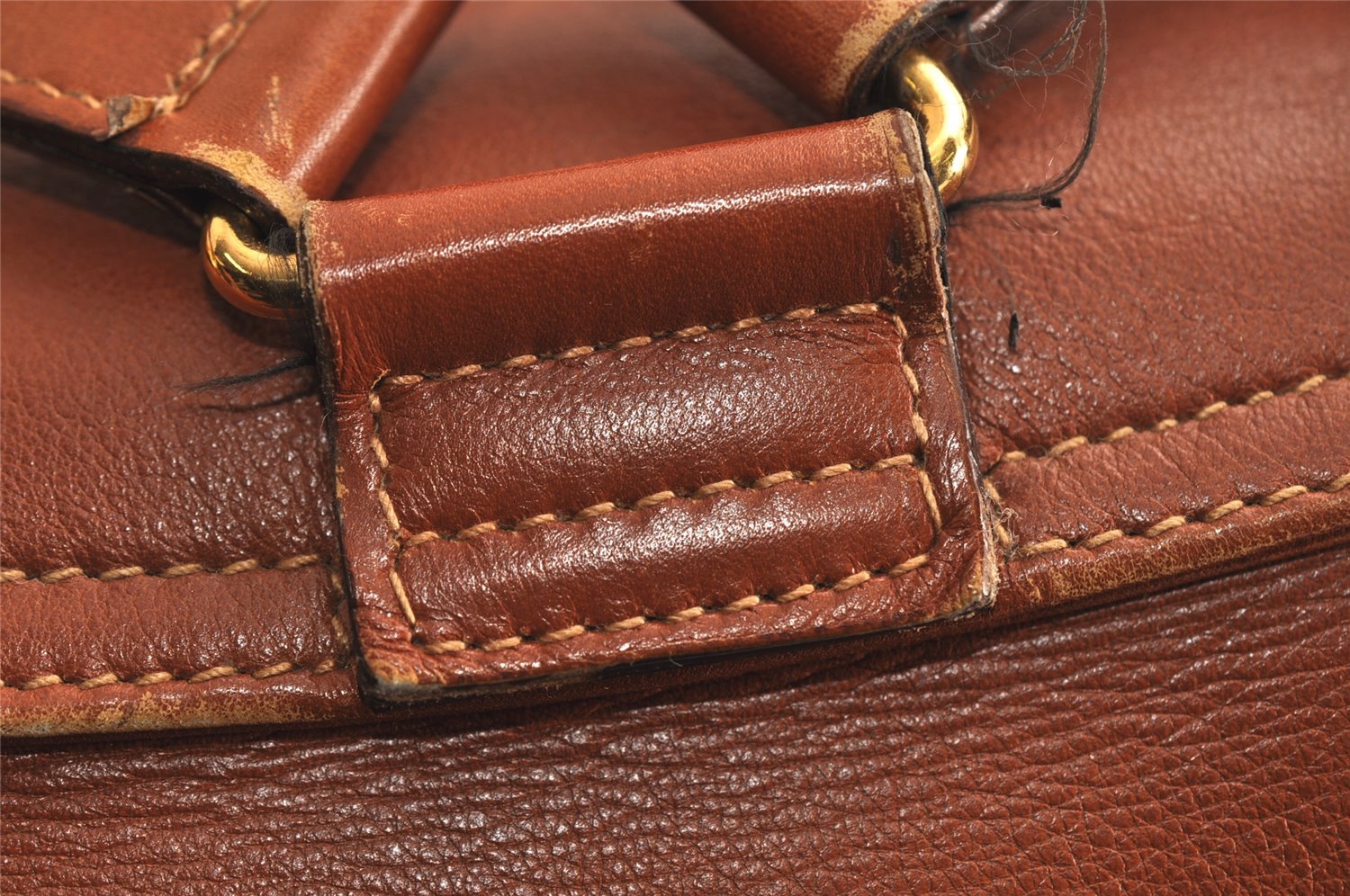 Authentic GUCCI Vintage Bamboo Drawstring Backpack Leather Brown 0082K