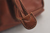 Authentic GUCCI Vintage Bamboo Drawstring Backpack Leather Brown 0082K