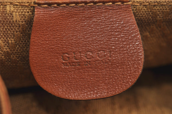 Authentic GUCCI Vintage Bamboo Drawstring Backpack Leather Brown 0082K