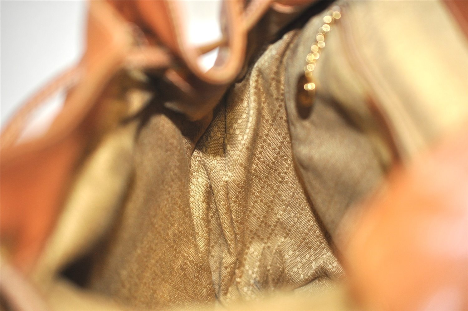 Authentic GUCCI Vintage Bamboo Drawstring Backpack Leather Brown 0082K