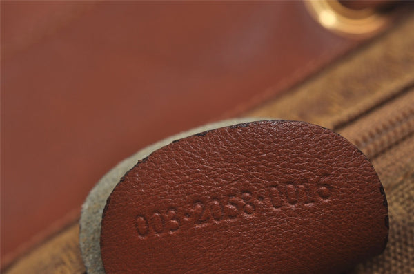 Authentic GUCCI Vintage Bamboo Drawstring Backpack Leather Brown 0082K