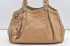 Authentic GUCCI Guccissima Sukey Shoulder Tote Bag GG Leather 211944 Beige 0083K