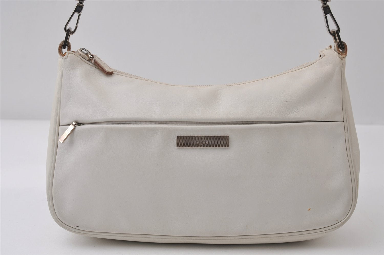 Authentic GUCCI Bamboo Shoulder Hand Bag Purse Leather 0013865 White 0085J