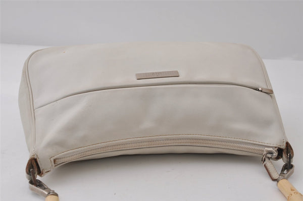 Authentic GUCCI Bamboo Shoulder Hand Bag Purse Leather 0013865 White 0085J
