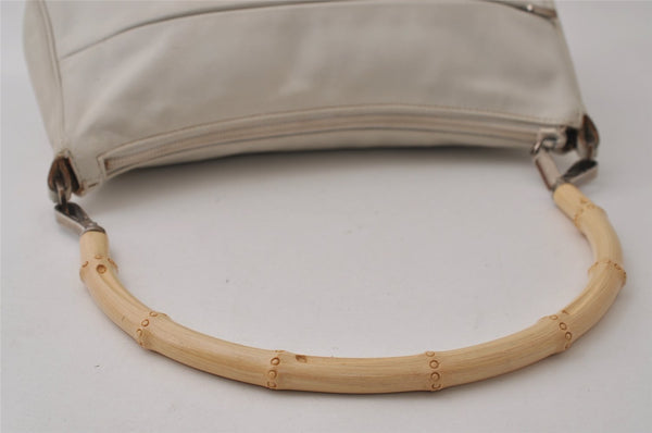 Authentic GUCCI Bamboo Shoulder Hand Bag Purse Leather 0013865 White 0085J