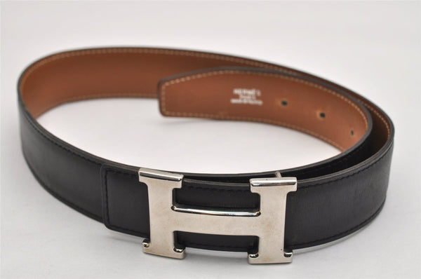 Authentic HERMES Constance Leather Belt Size 65cm 27.6" Black Brown 0085K