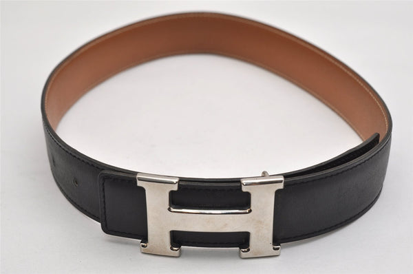 Authentic HERMES Constance Leather Belt Size 65cm 27.6" Black Brown 0085K