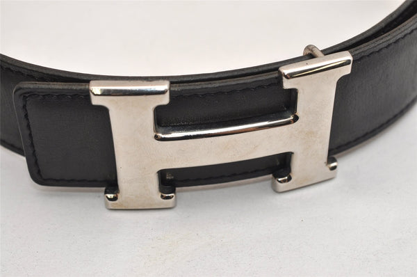 Authentic HERMES Constance Leather Belt Size 65cm 27.6" Black Brown 0085K