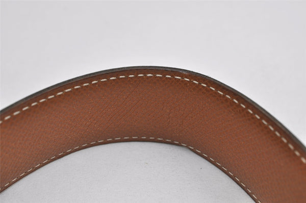 Authentic HERMES Constance Leather Belt Size 65cm 27.6" Black Brown 0085K