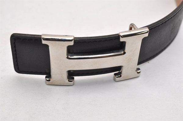 Authentic HERMES Constance Leather Belt Size 65cm 27.6" Black Brown 0085K
