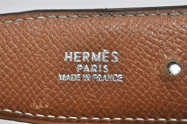 Authentic HERMES Constance Leather Belt Size 65cm 27.6" Black Brown 0085K