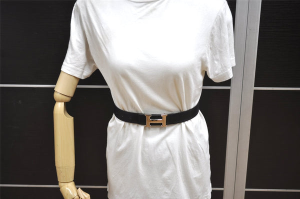 Authentic HERMES Constance Leather Belt Size 65cm 27.6" Black Brown 0085K