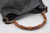 Authentic GUCCI Vintage Bamboo 2Way Shoulder Hand Bag Leather Black Junk 0086J