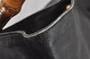 Authentic GUCCI Vintage Bamboo 2Way Shoulder Hand Bag Leather Black Junk 0086J