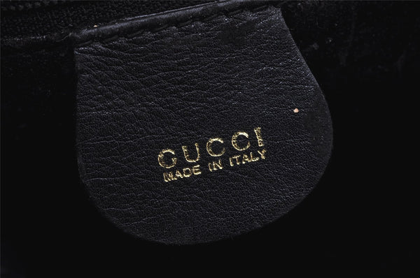 Authentic GUCCI Vintage Bamboo 2Way Shoulder Hand Bag Leather Black Junk 0086J