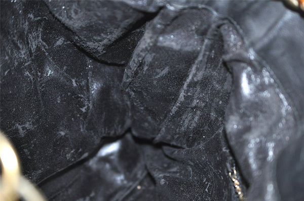 Authentic GUCCI Vintage Bamboo 2Way Shoulder Hand Bag Leather Black Junk 0086J