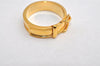 Authentic HERMES Scarf Ring Boucle Sellier Circle Design Gold Tone Box 0086K