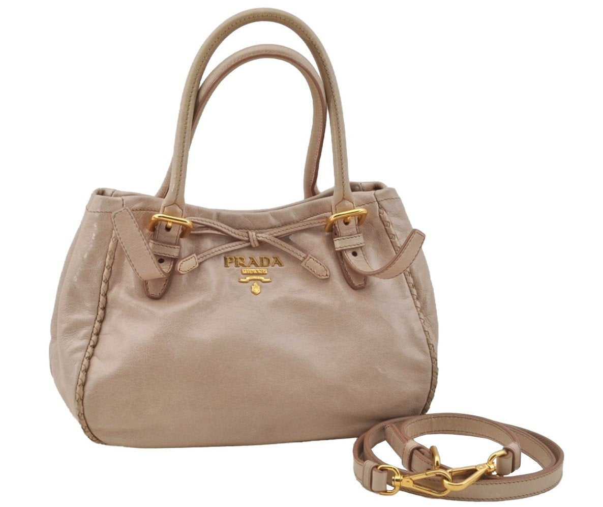 Authentic PRADA Vintage Leather 2Way Shoulder Hand Bag Purse Pink Junk 0087J