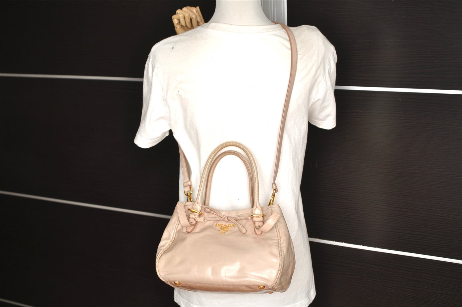 Authentic PRADA Vintage Leather 2Way Shoulder Hand Bag Purse Pink Junk 0087J