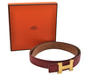 Authentic HERMES Mini Constance Leather Belt Size 65cm 25.6" Red Brown Box 0088K