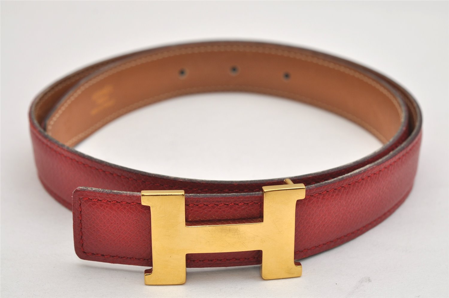 Authentic HERMES Mini Constance Leather Belt Size 65cm 25.6