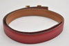 Authentic HERMES Mini Constance Leather Belt Size 65cm 25.6" Red Brown Box 0088K
