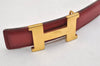 Authentic HERMES Mini Constance Leather Belt Size 65cm 25.6" Red Brown Box 0088K