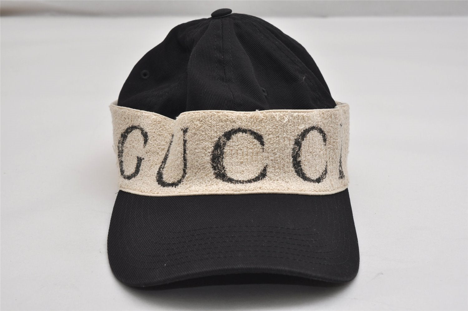 Authentic GUCCI Vintage Base Ball Cap Canvas Pile Size M Black 0089K