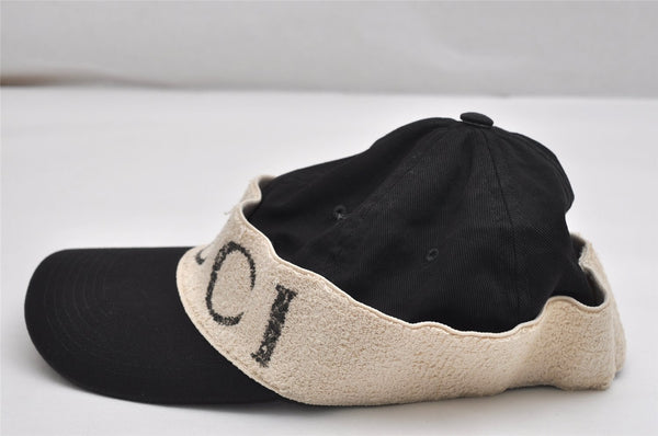 Authentic GUCCI Vintage Base Ball Cap Canvas Pile Size M Black 0089K