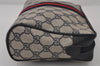 Authentic GUCCI Sherry Line Clutch Hand Bag Purse GG PVC Leather Navy Blue 0090J
