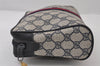 Authentic GUCCI Sherry Line Clutch Hand Bag Purse GG PVC Leather Navy Blue 0090J