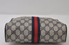 Authentic GUCCI Sherry Line Clutch Hand Bag Purse GG PVC Leather Navy Blue 0090J