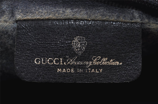Authentic GUCCI Sherry Line Clutch Hand Bag Purse GG PVC Leather Navy Blue 0090J